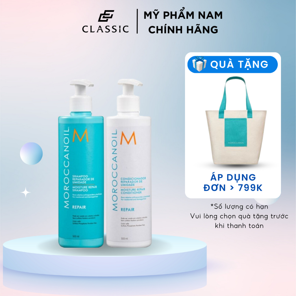 Bộ Dầu Gội và Xả Phục Hồi Tóc Moroccanoil Moisture Repair - Hàng Chính Hãng