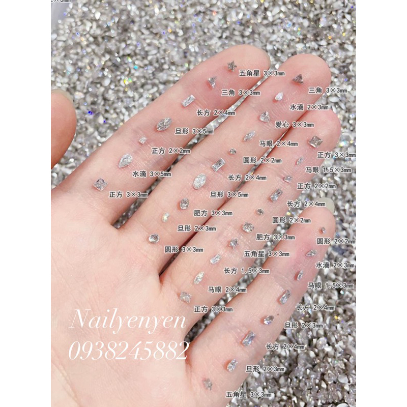 Set đá khối mix kiểu mix màu móng nail