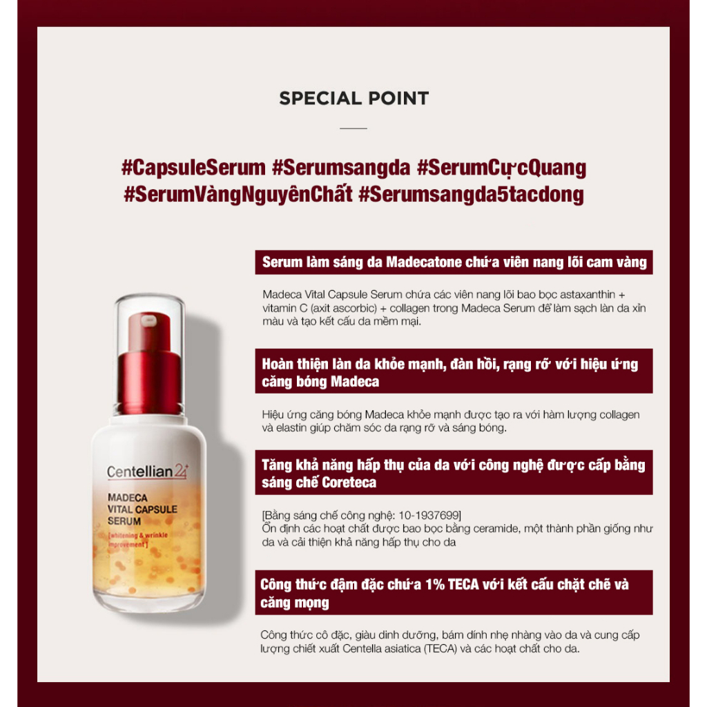 SN0569 - Tinh chất làm trắng và chống lão hóa CENTELLIAN 24+ Madeca Vital Capsule Serum 50ml