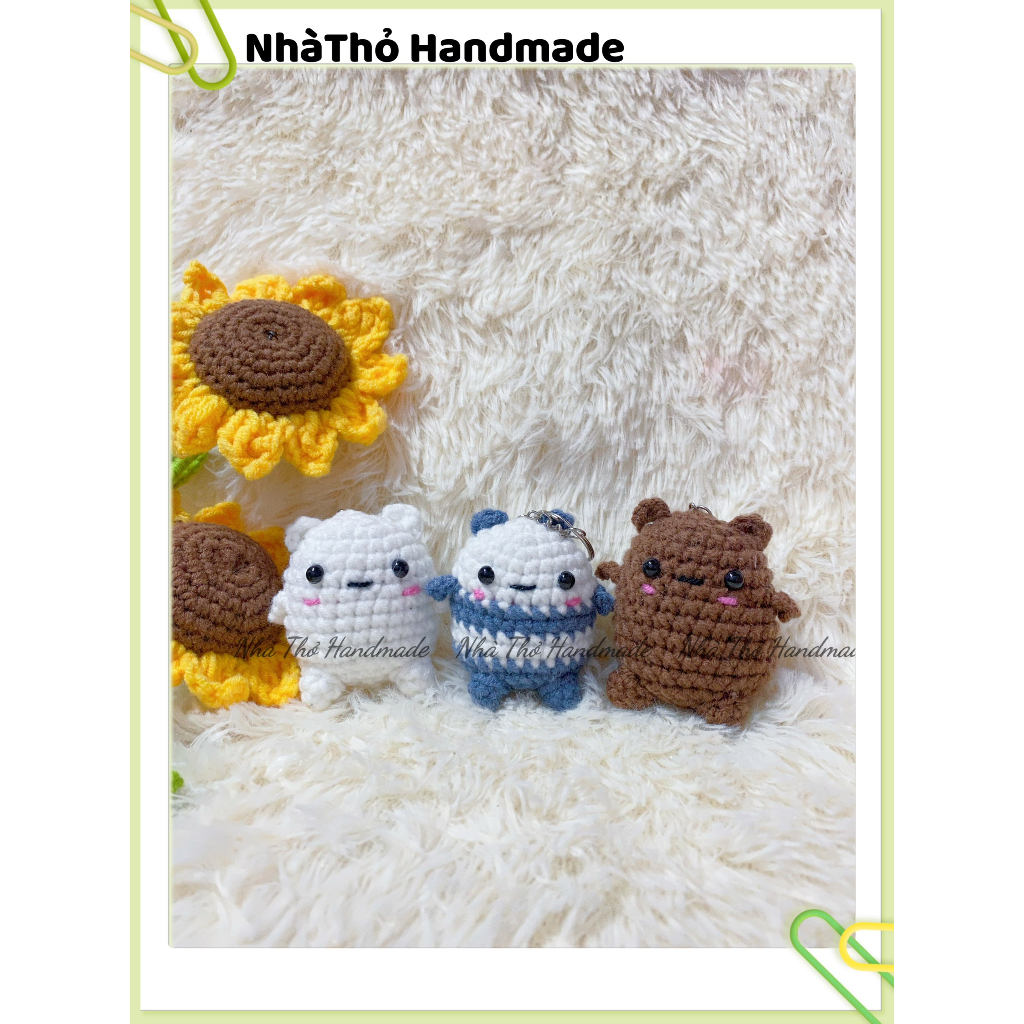 [ Handmade ] Móc khóa len gấu We Bare Bears bằng len