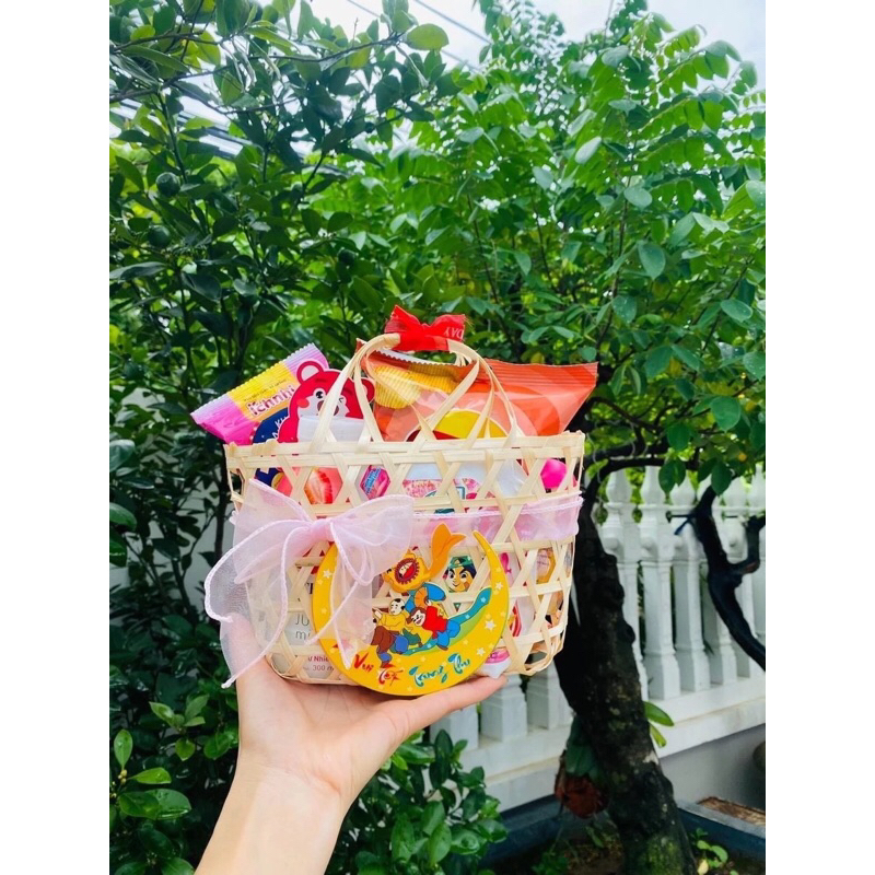 Lẵng quà giỏ tre đựng quà Tết, bánh trung thu, làn tre quà tặng, trứng, decor, trang trí