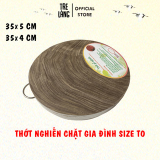 Thớt gỗ nghiến chặt đường kính 35cm dùng nhà hàng, gia đình Tre Làng