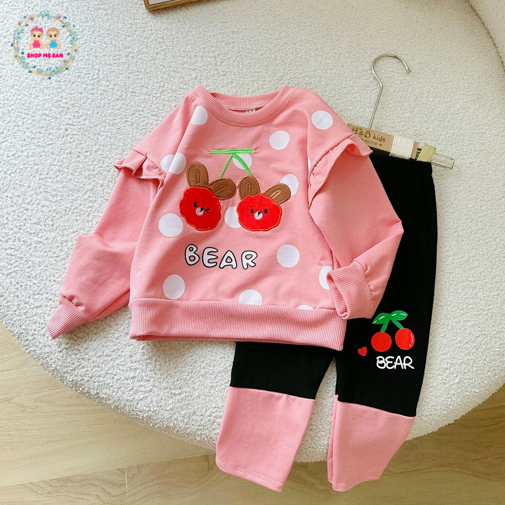 Bộ Thu Đông Bé Gái, Bộ Dài Tay Bé Gái Với Chất Vải Da Cá Cao Cấp Mềm Đẹp, Hình Thêu Thỏ Dễ Thương MSD3
