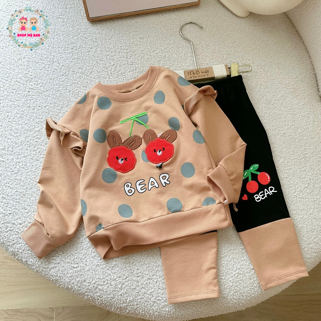 Bộ Thu Đông Bé Gái, Bộ Dài Tay Bé Gái Với Chất Vải Da Cá Cao Cấp Mềm Đẹp, Hình Thêu Thỏ Dễ Thương MSD3