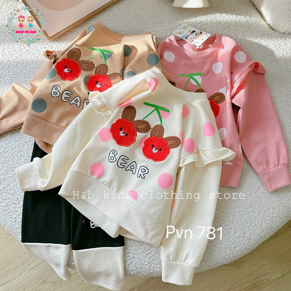 Bộ Thu Đông Bé Gái, Bộ Dài Tay Bé Gái Với Chất Vải Da Cá Cao Cấp Mềm Đẹp, Hình Thêu Thỏ Dễ Thương MSD3