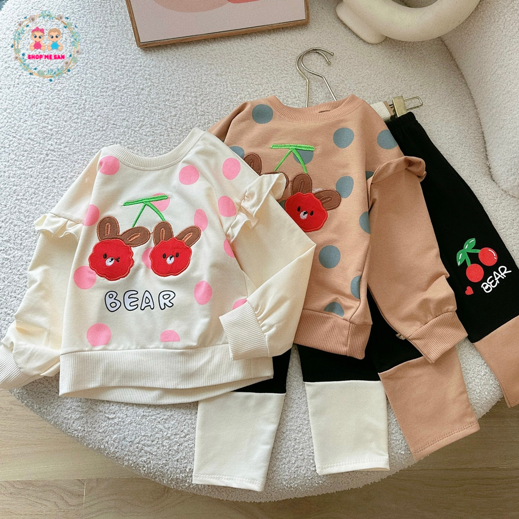Bộ Thu Đông Bé Gái, Bộ Dài Tay Bé Gái Với Chất Vải Da Cá Cao Cấp Mềm Đẹp, Hình Thêu Thỏ Dễ Thương MSD3