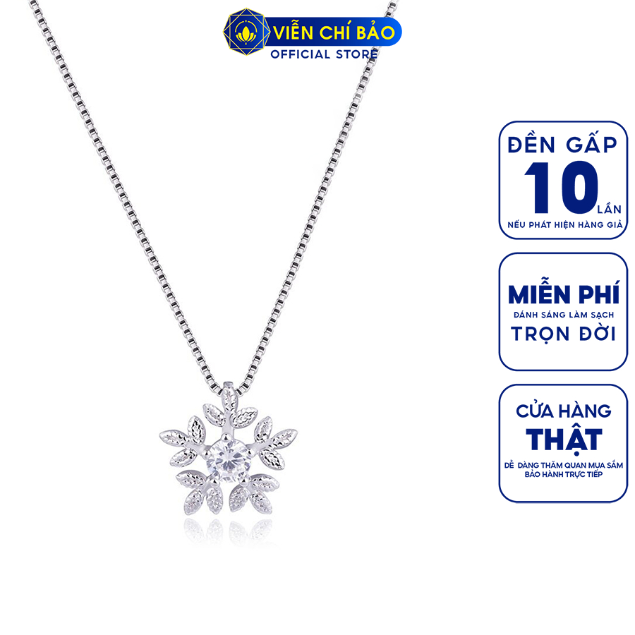 Dây chuyền bạc nữ Hoa tuyết trắng chất liệu bạc 925 thời trang phụ kiện trang sức nữ Viễn Chí Bảo D400625