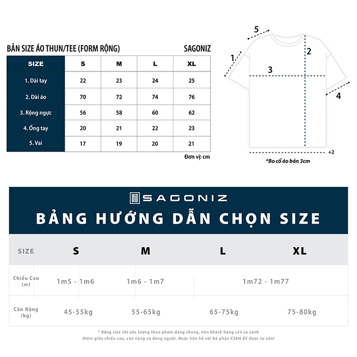 ÁO THUN TRƠN BASIC 100% Cotton form Regular fit tôn dáng thương hiệu SAGONIZ®
