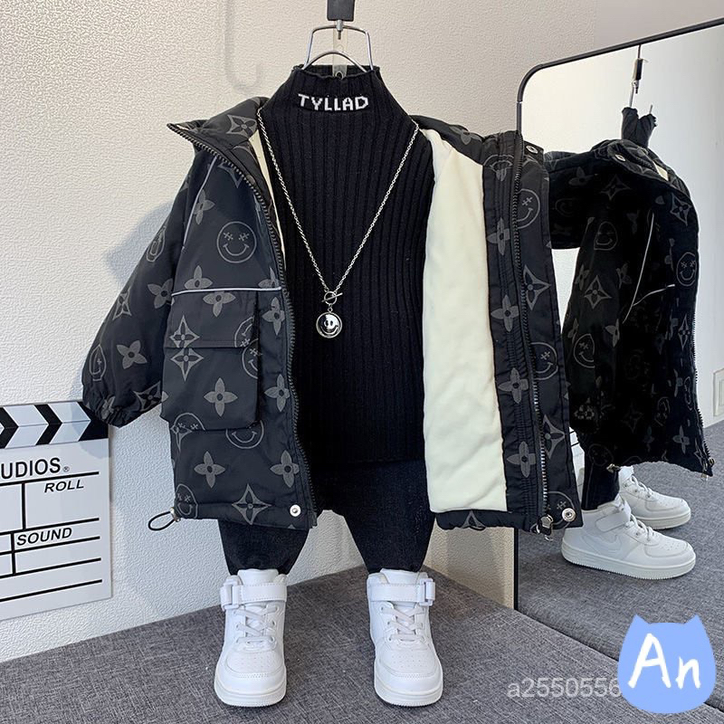 Áo khoác gió in hoạ tiết có mũ bé trai