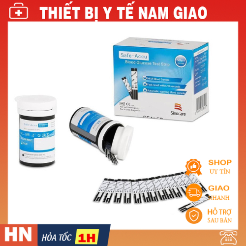 Combo que thử đường huyết Sinocare - safe accu 50 que và 50 kim - hàng chính hãng
