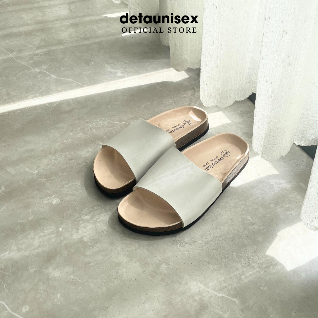 Dép đế trấu quai bảng ngang Birken phong cách văn phòng DETAUNISEX đi mưa - màu trắng lót si - DETA12TS