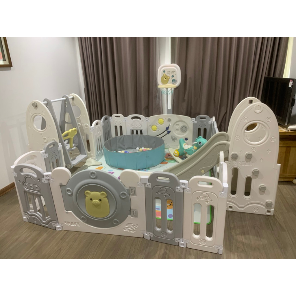 NHÀ BÓNG LIÊN HOÀN CHO BÉ COMBO QUÂY CŨI, CẦU TRƯỢT, XÍCH ĐU SIZE LỚN NHẤT TẶNG THẢM, 100 BÓNG, 1 NGỰA BẬP BÊNH