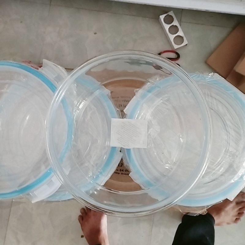 Hộp đựng thực phẩm thủy tinh 1000ml hình tròn.