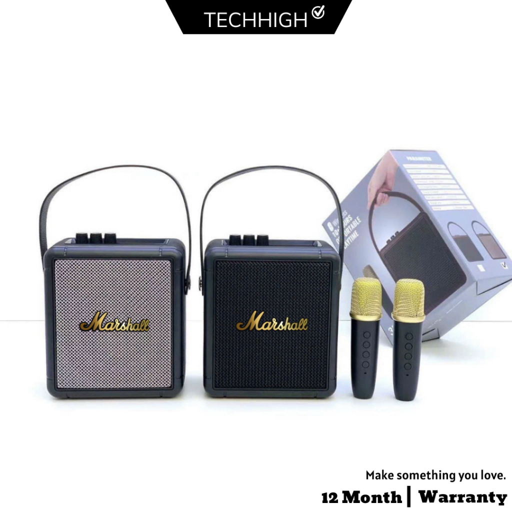 Loa bluetooth Marshall A9 kèm 1 micro không dây xách tay công xuất 10W, âm thanh trầm ấm, bass căng- TECHHIGH MALL