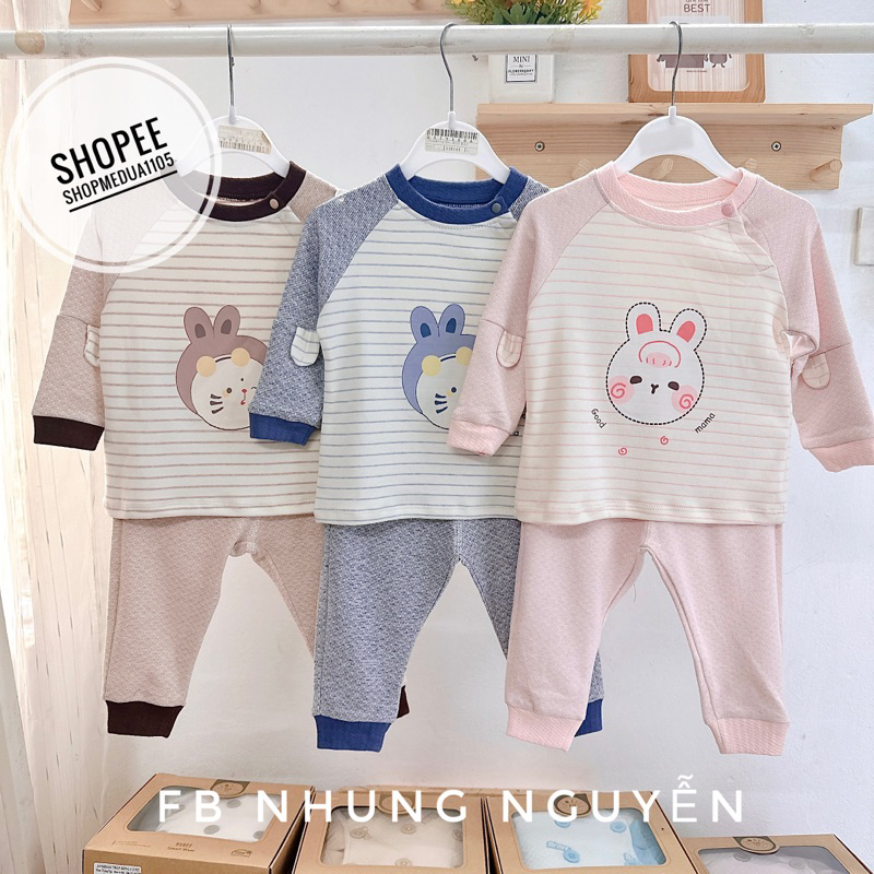 Bộ quần áo dài tay hãng goodmama chất nỉ cho bé