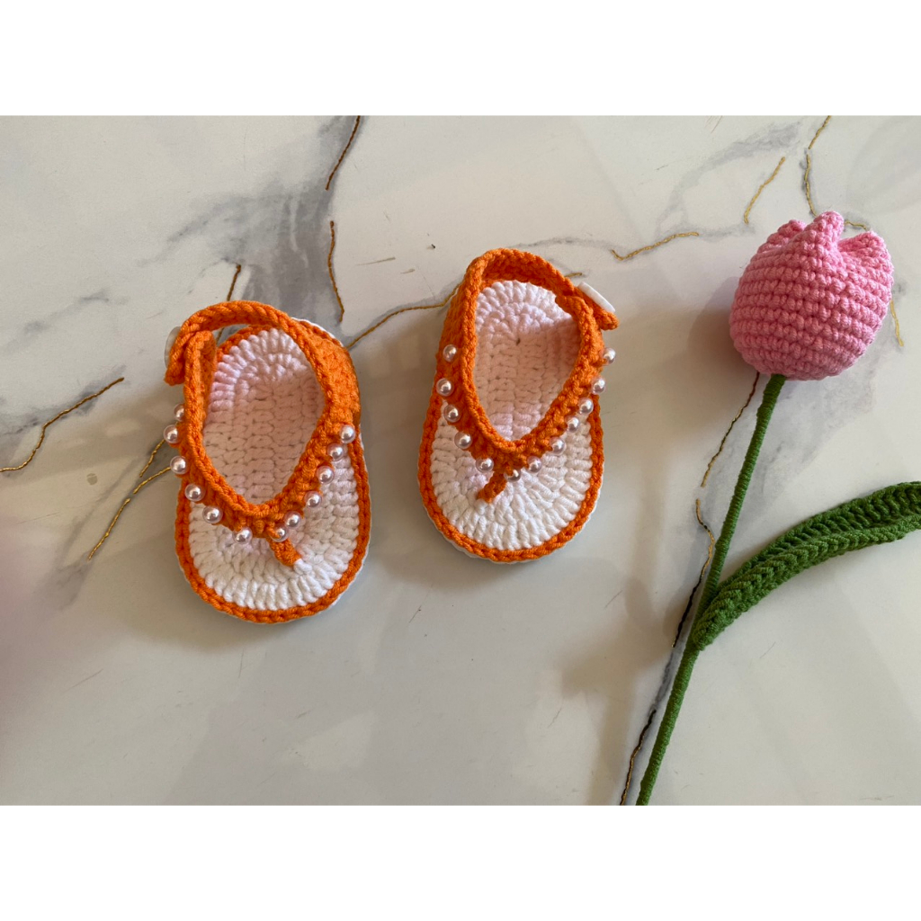 Dép kẹp handmade đính hạt cho bé