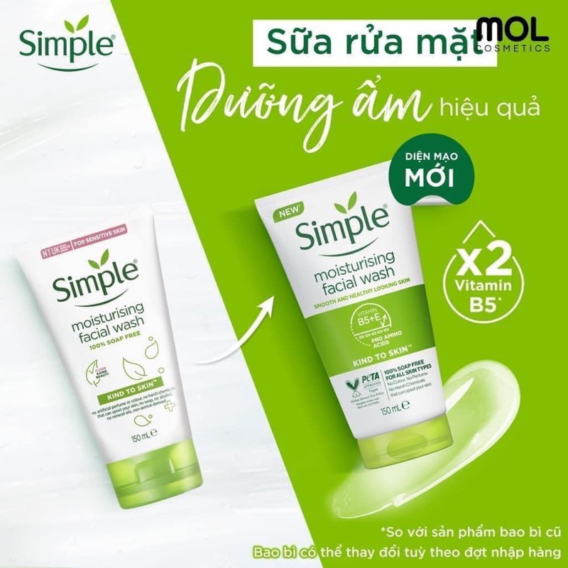 Sữa rửa mặt Simple giúp da sạch sâu 150ml