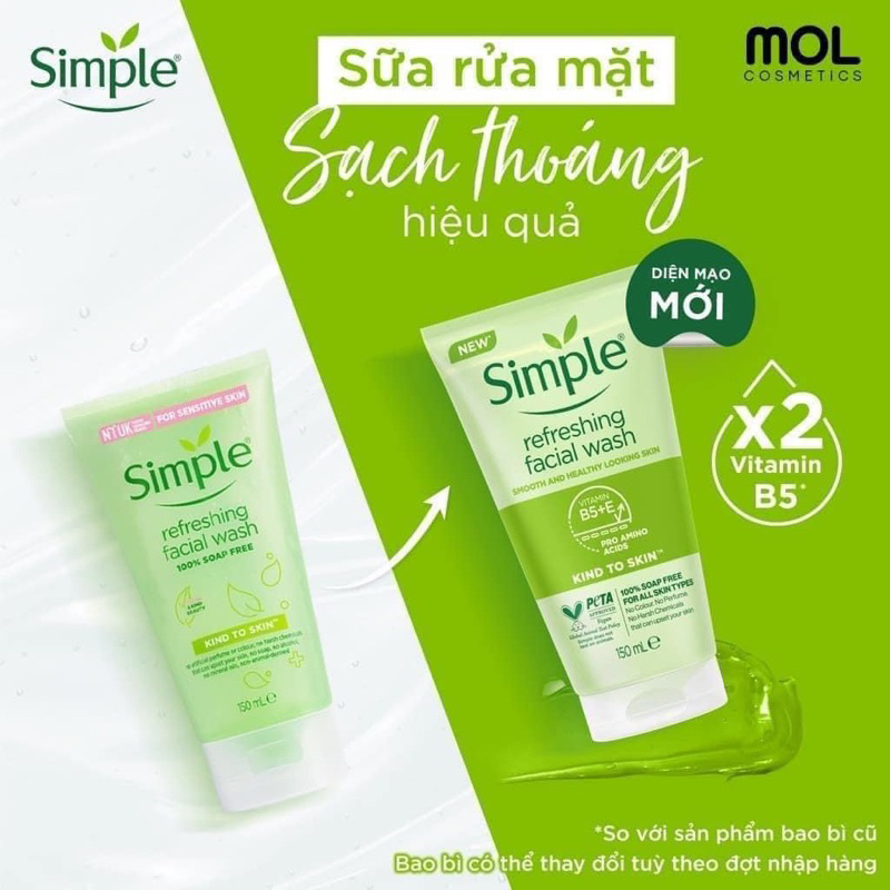 Sữa rửa mặt Simple giúp da sạch sâu 150ml