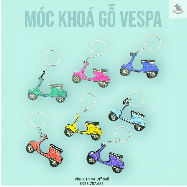 Móc Khóa Vespa Gỗ Thủ Công Đa Màu Sắc