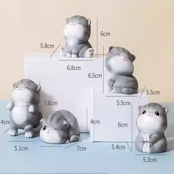Mô hình Mèo Ngũ Sự đáng yêu gồm 5 SẮC THÁI may mắn dễ thương dùng để decor, trang trí