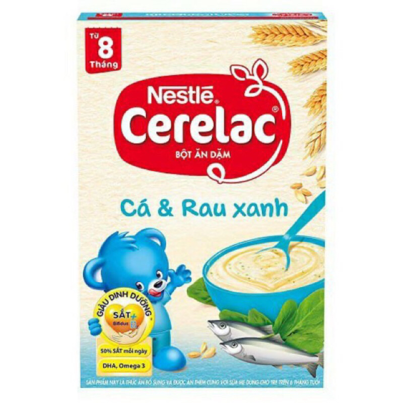(date 3/24)  Bột ăn dặm Nestle Cerelac - Cá và rau xanh (200gr)