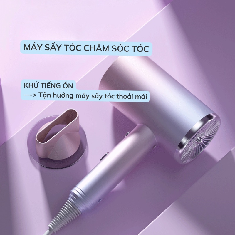 Máy sấy tóc mini, máy sấy tóc chuyên dụng 1800W, Ion âm dưỡng tóc 2 chiều nóng lạnh, ánh sáng xanh MST06
