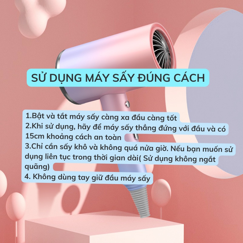 Máy sấy tóc mini, máy sấy tóc chuyên dụng 1800W, Ion âm dưỡng tóc 2 chiều nóng lạnh, ánh sáng xanh MST06