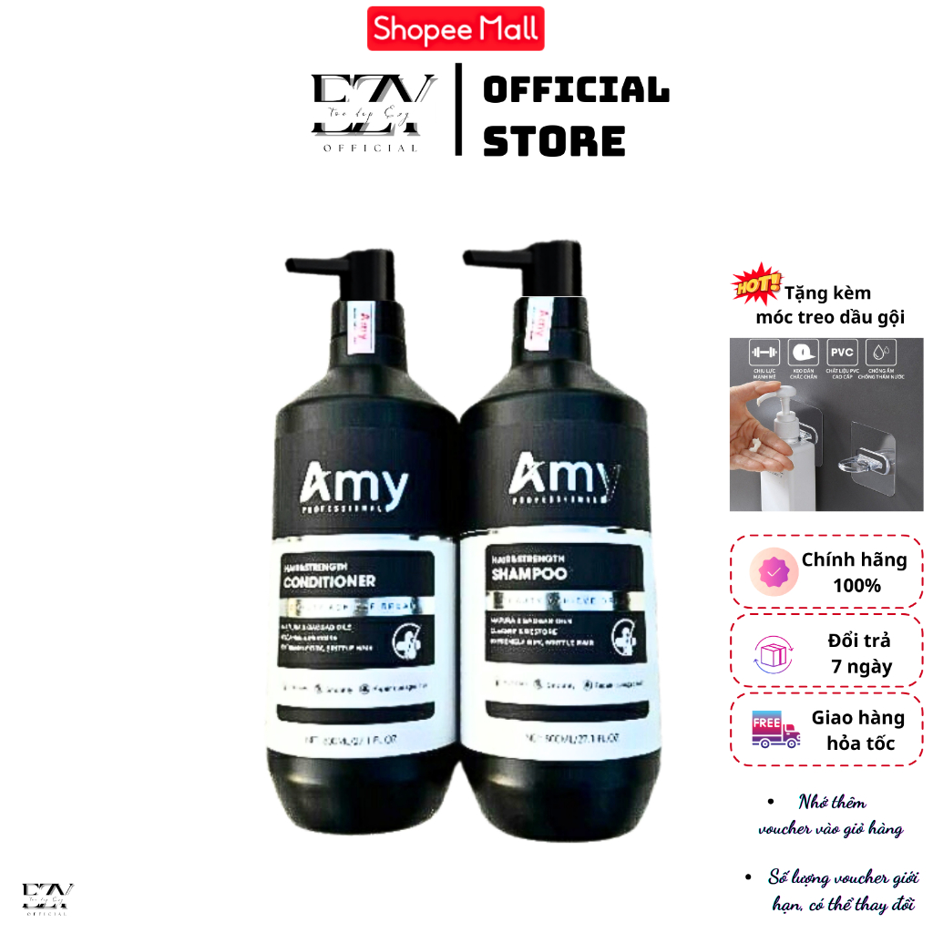 Dầu Gội, Dầu xả AMY 800ML dưỡng chất thiên nhiên bổ sung cho tóc khô xơ hư tổn, giúp tóc chắc khỏe, suôn mượt, kiềm dầu