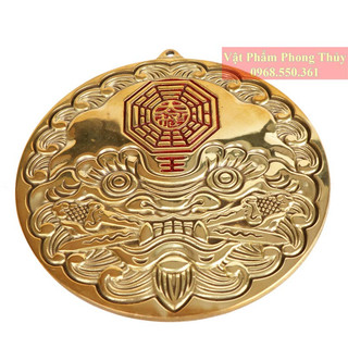 Gương phong thuỷ khắc hổ phù đồng nguyên chất 15cm - 400g