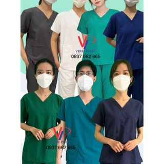 Bộ scrubs bác sĩ nhà thuốc ,đồng phục phòng mổ cổ tim đủ size, đồng phục phẫu thuật, y tế, spa giá tốt - hình thật
