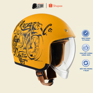 Mũ Bảo Hiểm Kính Âm Royal M139 Vàng Cam Tem V7 Cafe Race- Hàng Chính Hãng - Bảo Hành 12 Tháng.