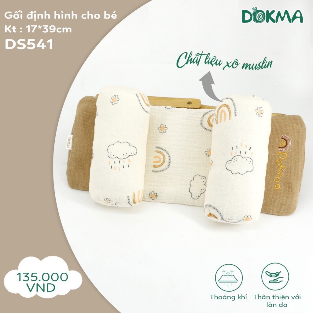 Gối chống bẹp đầu cho trẻ sơ sinh, gối định hình đầu cho bé DOKMA