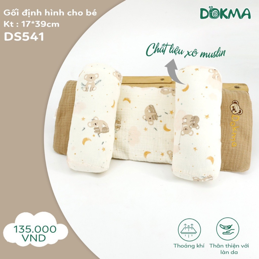 Gối chống bẹp đầu cho trẻ sơ sinh, gối định hình đầu cho bé DOKMA