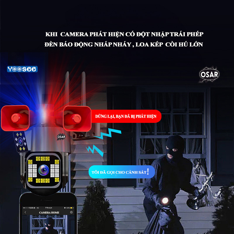 Camera Wifi Yoosee 2 Mắt 4.0MPX - 2K Siêu Nét, Loa Kép Công Suất Lớn, Đèn Cảnh Báo- Camera Q30 PTZ Siêu Rộng Siêu Nét