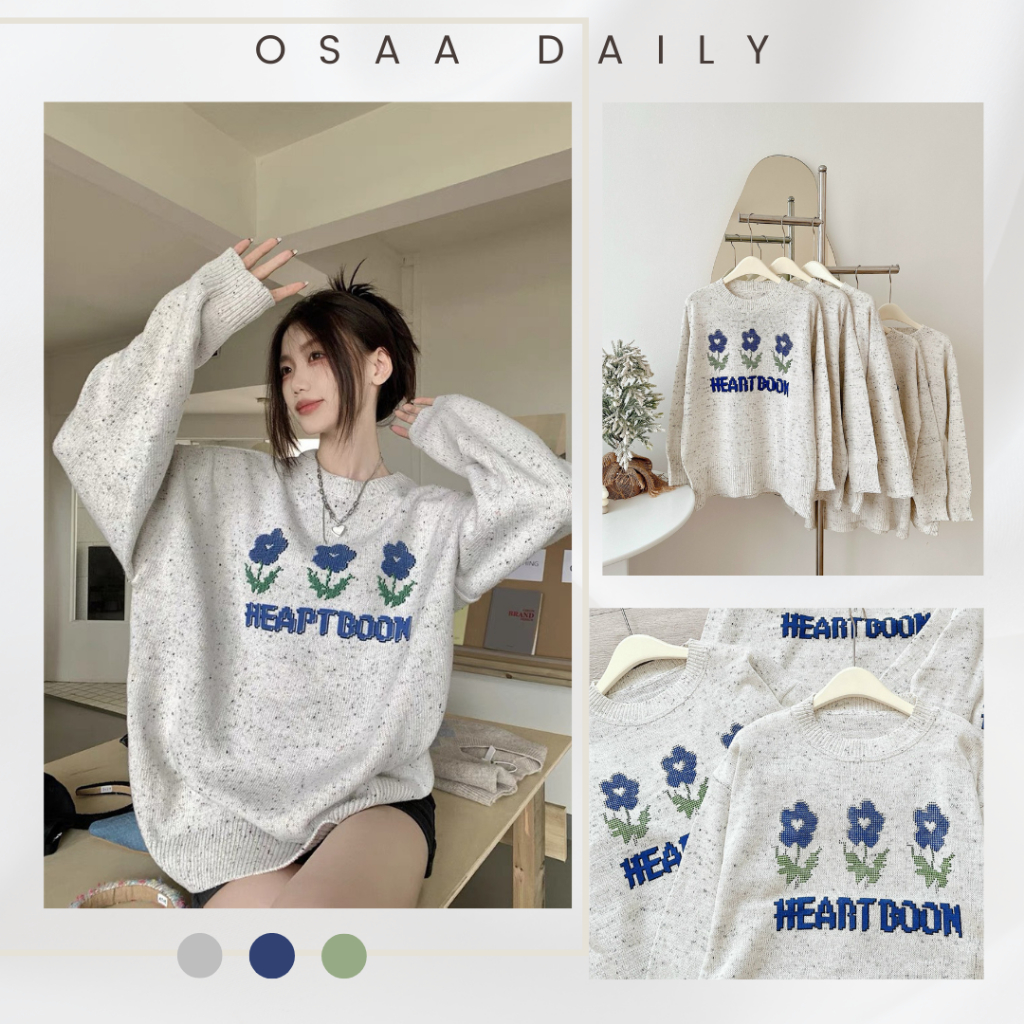 Áo Len Nữ Sweater Form Rộng Muối Tiêu Hình Siêu Xinh - OSAA DAILY