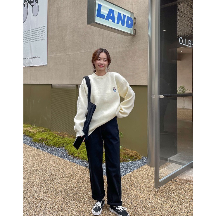 Áo Len Nữ Form Rộng Thêu Hình Gấu Steve Chất Len Dày Mịn  - OSAA DAILY