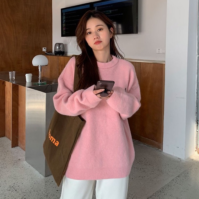Áo Len Nữ Form Rộng Thêu Hình Gấu Steve Chất Len Dày Mịn  - OSAA DAILY