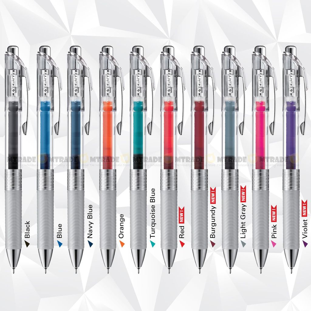 Bộ 10 Bút Mực Gel Pentel Energel Infree BLN75TL | Bút Gel Bấm Vỏ Trong | 10 Màu Sắc Đa Dạng | Thiết Kế Thời Thượng