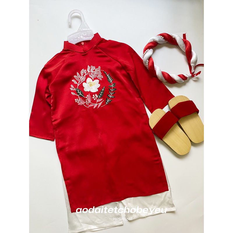 Áo Dài Thêu Hoa Tròn