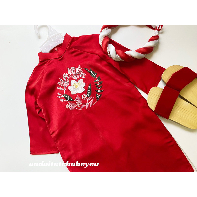 Áo Dài Thêu Hoa Tròn