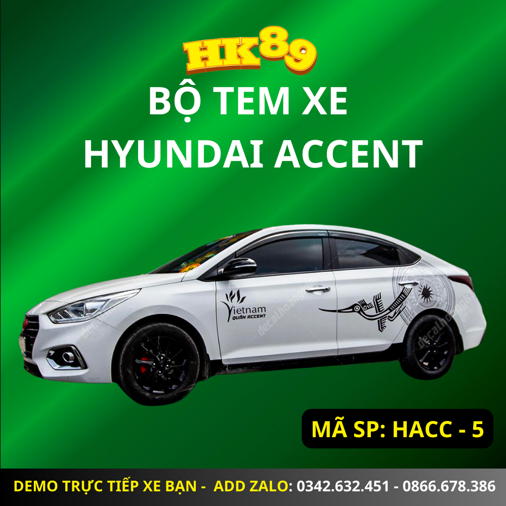 Bộ tem xe HYUNDAI ACCENT - Tem dán xe ô tô con, bán tải thiết kế theo yêu cầu