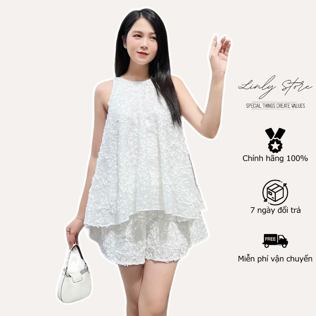 Set áo 2 dây hở lưng kèm quần short nữ Linly Store