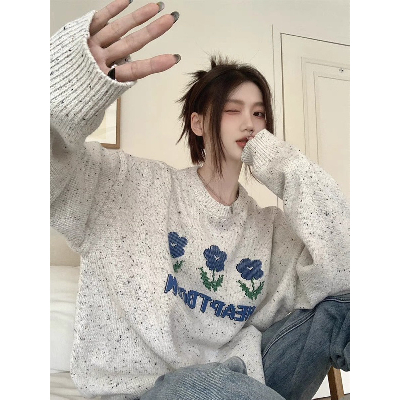 Áo Len Nữ Sweater Form Rộng Muối Tiêu Hình Siêu Xinh - OSAA DAILY