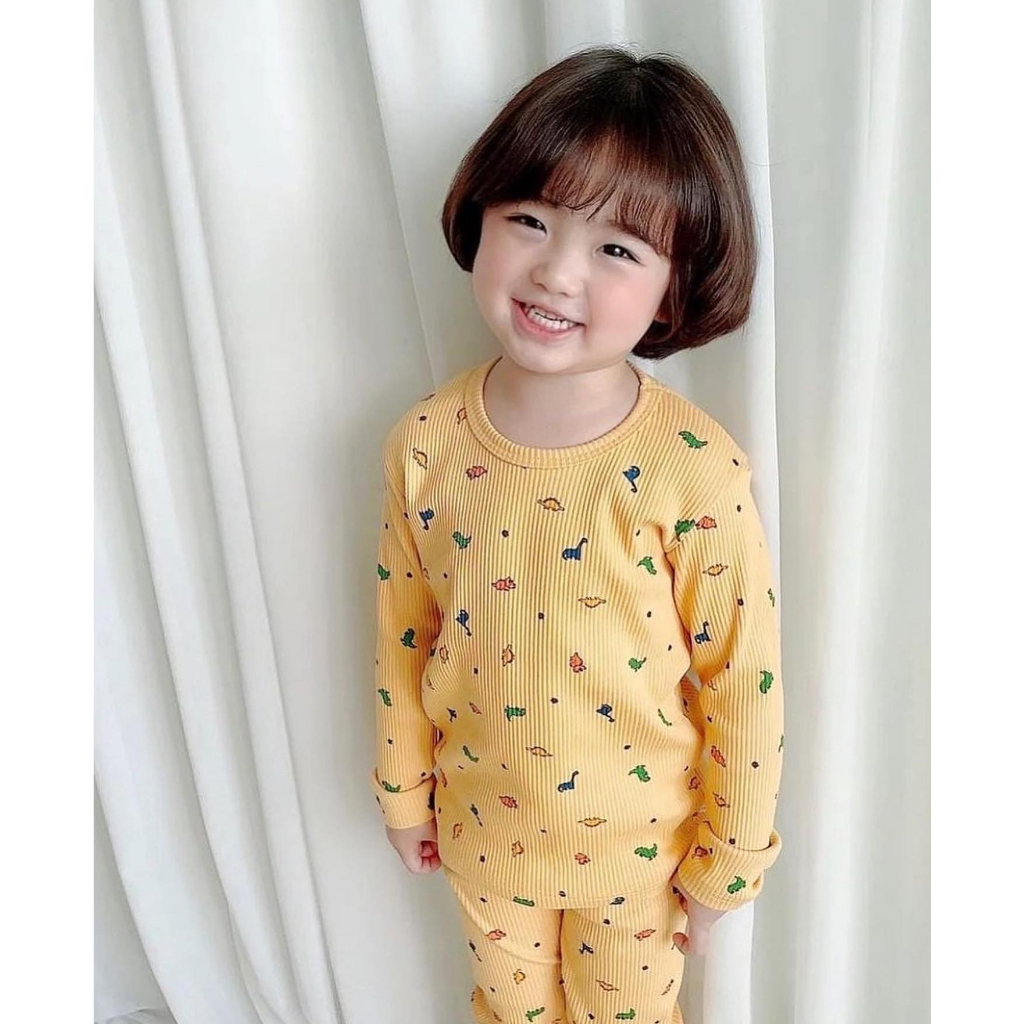 Rookids - Bộ len tăm gân tay dài homewear Hàn Quốc cho các bé