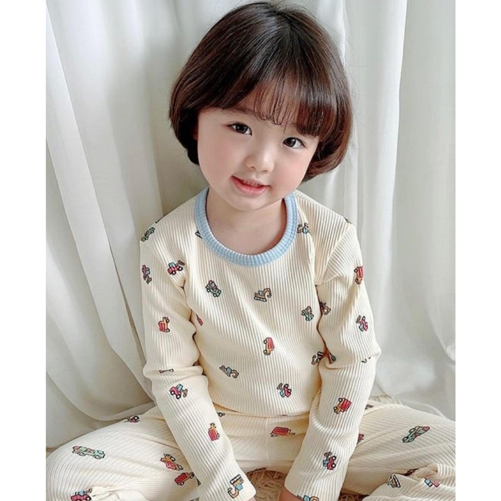 Rookids - Bộ len tăm gân tay dài homewear Hàn Quốc cho các bé