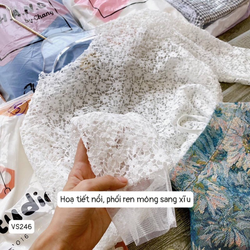 Hc16- sét áo ren và chân váy gấm