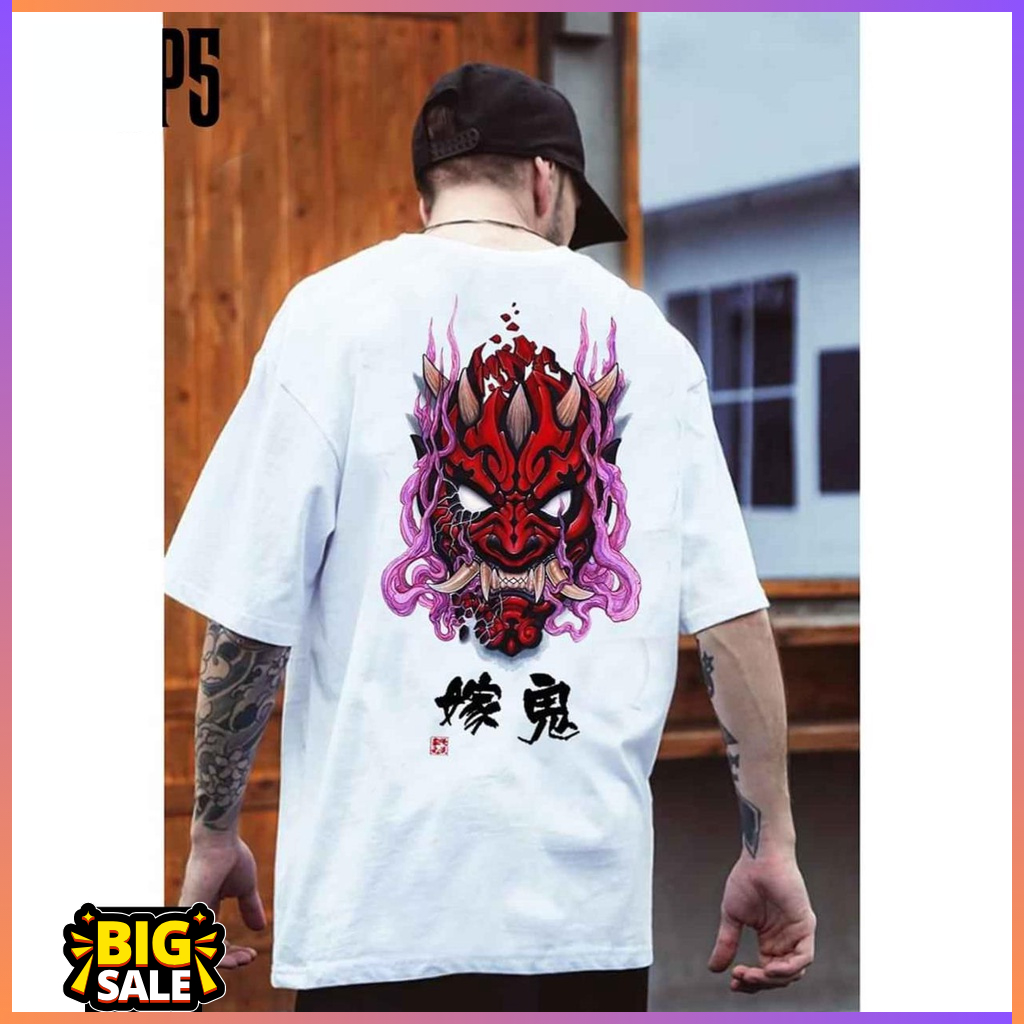 Áo thun áo quỷ dạ xoa hàn Quốc, Mẫu áo hình in mặt quỷ cực ngầu, Chất liệu cotton co dãn 4 chiều co dãn