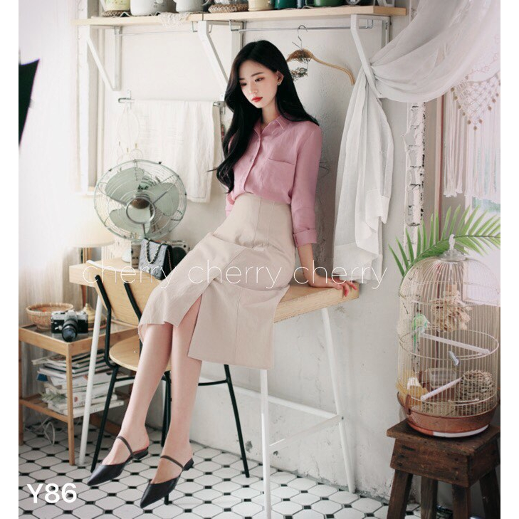 Áo sơ mi chân váy .sét đồ phong cách thời thượng y86