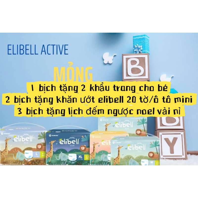 (ELIBELL SIÊU TIẾT KIỆM - TẶNG QUÀ) Bỉm dán/quần Elibell Active nội địa Nga dòng tiết kiệm S48/M44/L40/XL36/XXL34