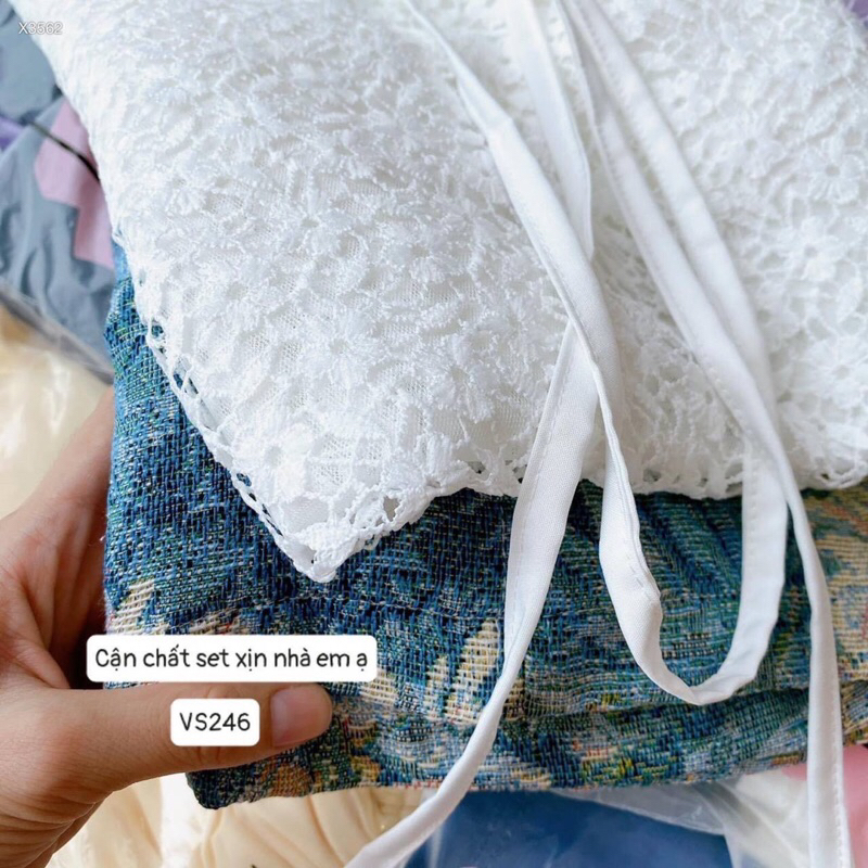 Hc16- sét áo ren và chân váy gấm